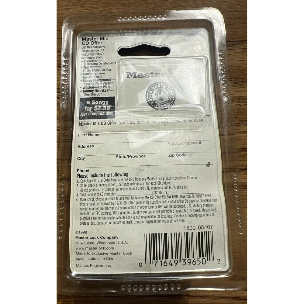 Master Lock 1500D Locker Lock Combination Padlock Black New Old Stock From‎ 1998